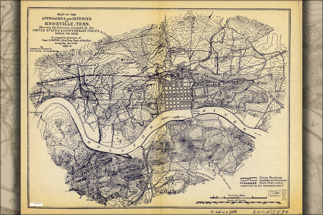 24"x36" Gallery Poster, Map of defences of Knoxville, Tennessee 1864