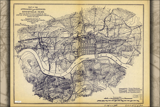 24"x36" Gallery Poster, Map of defences of Knoxville, Tennessee 1864