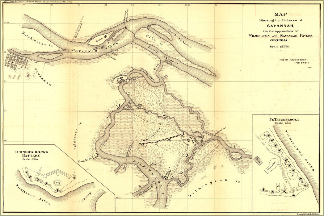 24"x36" Gallery Poster, Map of defenses of Savannah georgia 1865