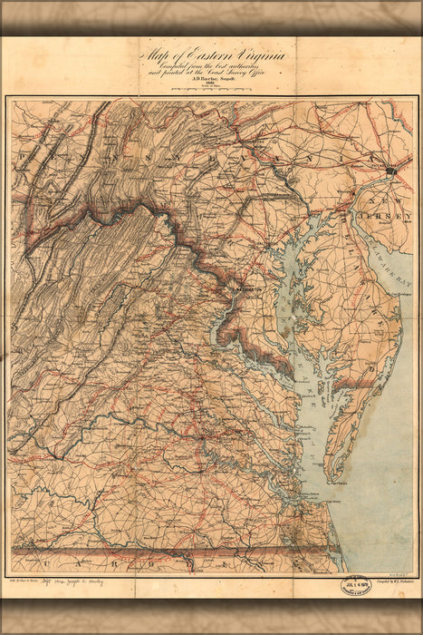 24"x36" Gallery Poster, Map of eastern Virginia 1863