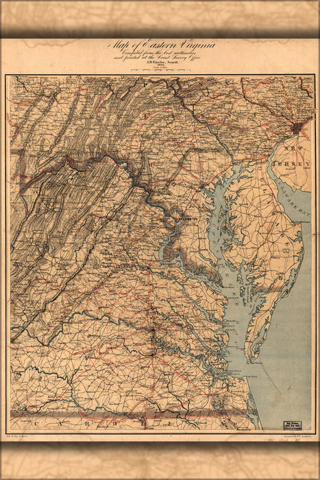 24"x36" Gallery Poster, Map of eastern Virginia 1864