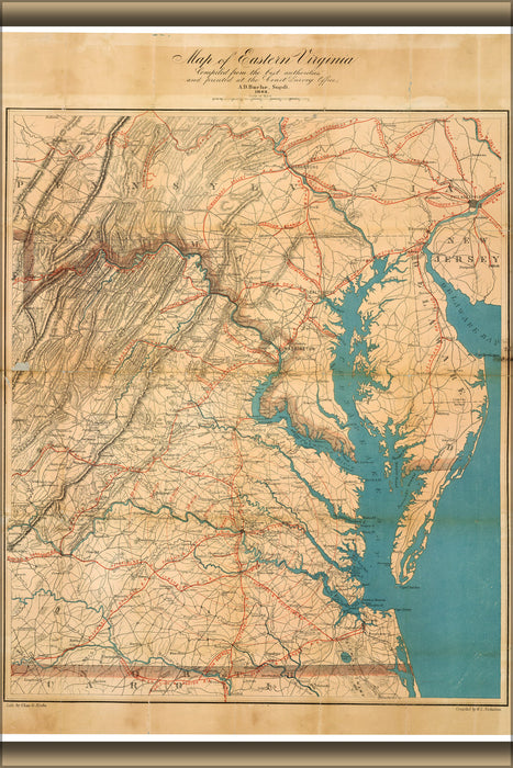 24"x36" Gallery Poster, Map of eastern Virginia, 1862