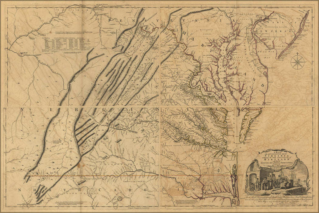 24"x36" Gallery Poster, Map of eastern Virginia & Maryland 1768