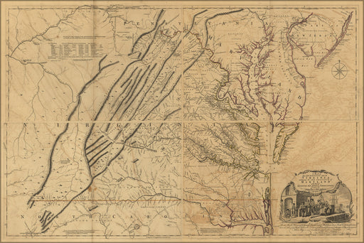 24"x36" Gallery Poster, Map of eastern Virginia & Maryland 1768