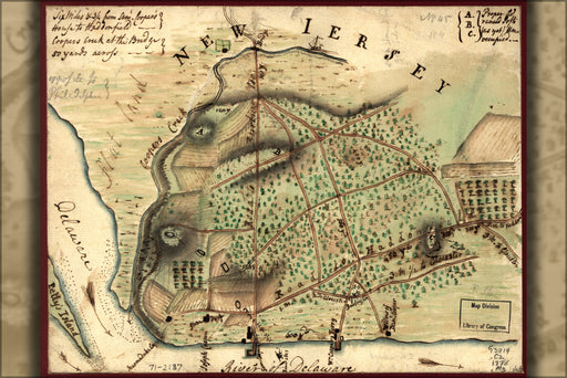 24"x36" Gallery Poster, Map of environs Camden New jersey 1778