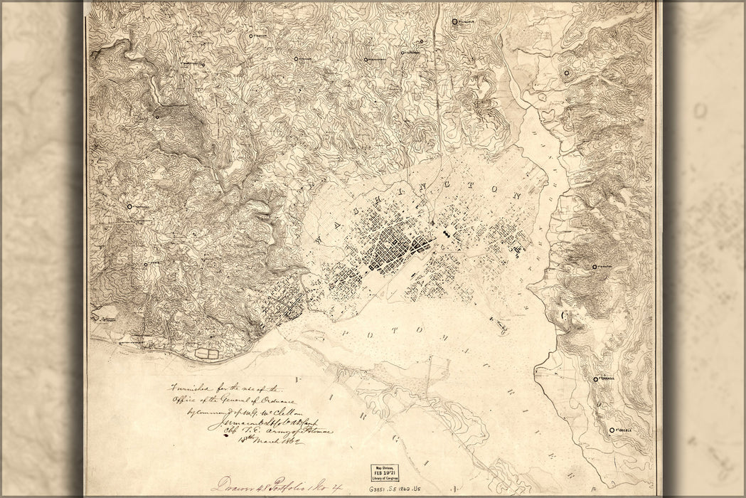 24"x36" Gallery Poster, Map of fortifications washington d.c. 1862