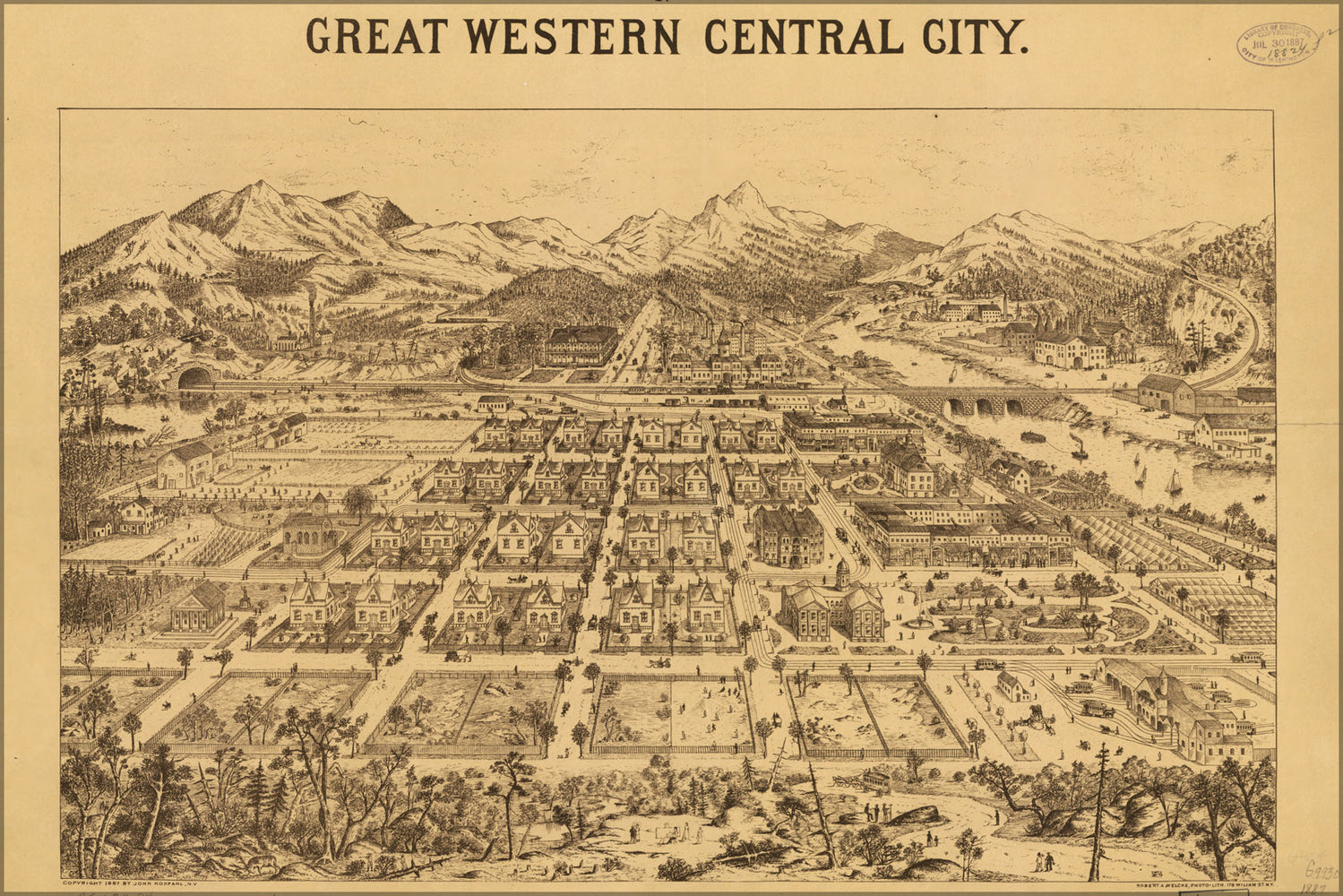 24"x36" Gallery Poster, Map of great western Central City colorado 1887