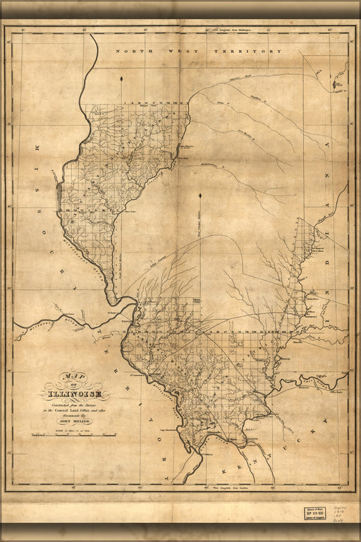 24"x36" Gallery Poster, Map of illinois 1818