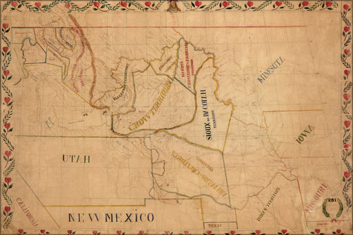 24"x36" Gallery Poster, Map of indians Great Plains Rocky Mountains 1851