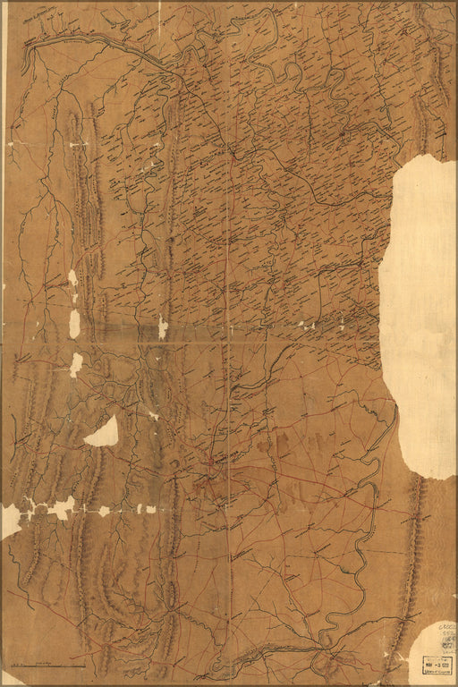24"x36" Gallery Poster, Map of lower Shenandoah Valley, Virginia 1864 p2