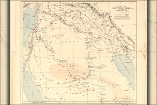 24"x36" Gallery Poster, Map of n Arabia israel iraq 1949