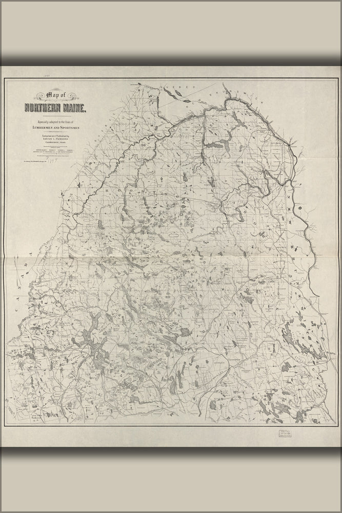 24"x36" Gallery Poster, Map of n Maine for lumbermen & sportsmen 1899