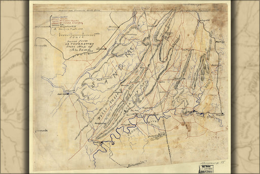 24"x36" Gallery Poster, Map of ne Alabama nw Georgia general McCook 1864
