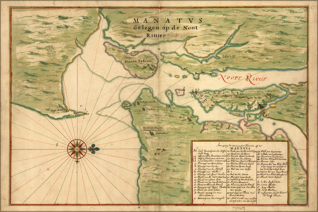 24"x36" Gallery Poster, Map of new york city new amsterdam 1639