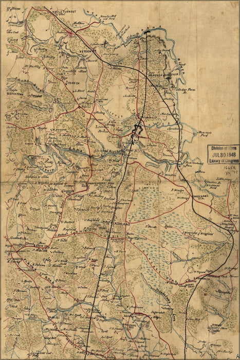 24"x36" Gallery Poster, Map of northern Hanover County virginia 1865