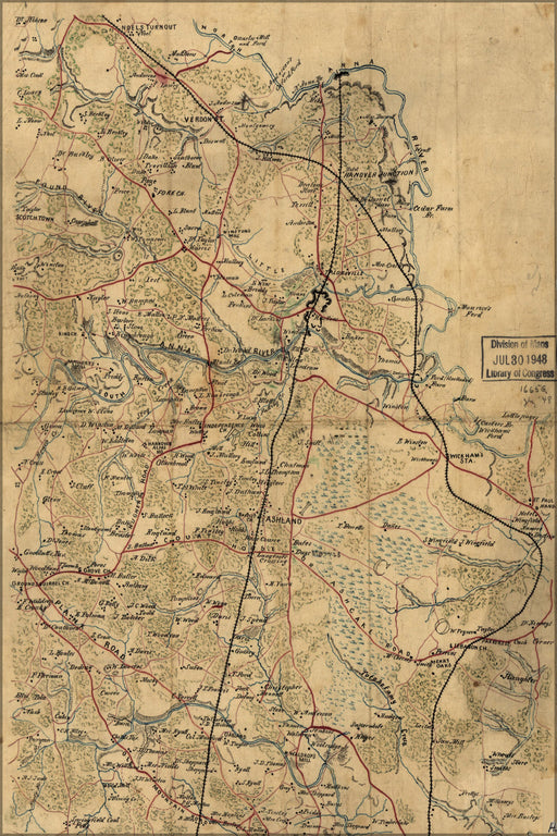 24"x36" Gallery Poster, Map of northern Hanover County virginia 1865