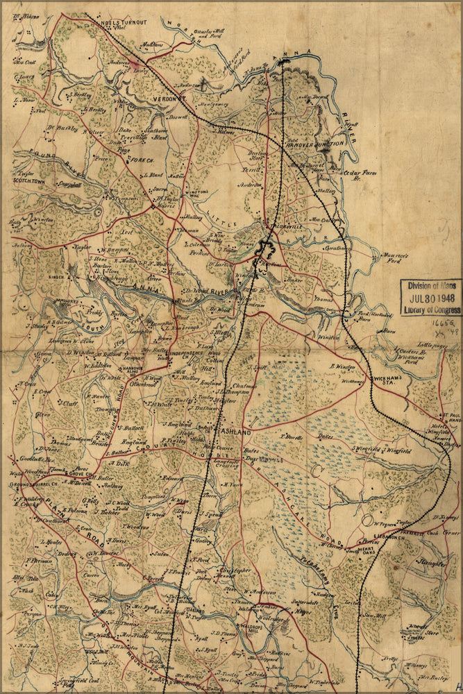 24"x36" Gallery Poster, Map of northern Hanover County virginia 1865