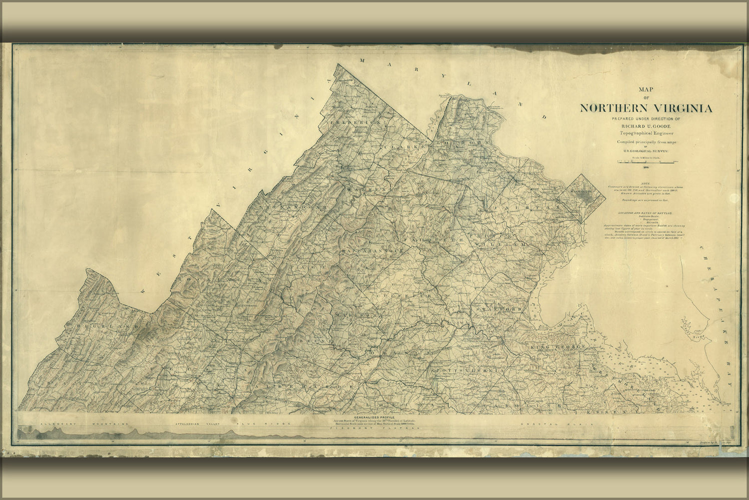 24"x36" Gallery Poster, Map of northern Virginia 1894