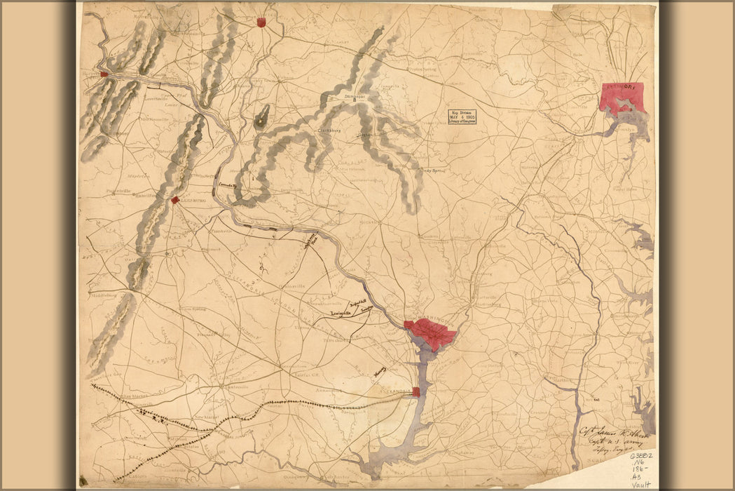 24"x36" Gallery Poster, Map of northern Virginia & part of Maryland 1862
