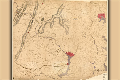 24"x36" Gallery Poster, Map of northern Virginia & part of Maryland 1862