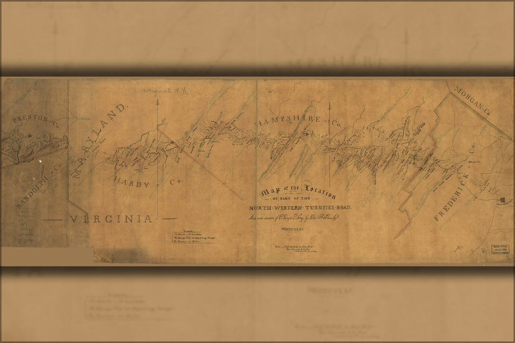 24"x36" Gallery Poster, Map of nw Turnpike Road maryland virginia 1831