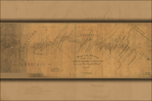 24"x36" Gallery Poster, Map of nw Turnpike Road maryland virginia 1831