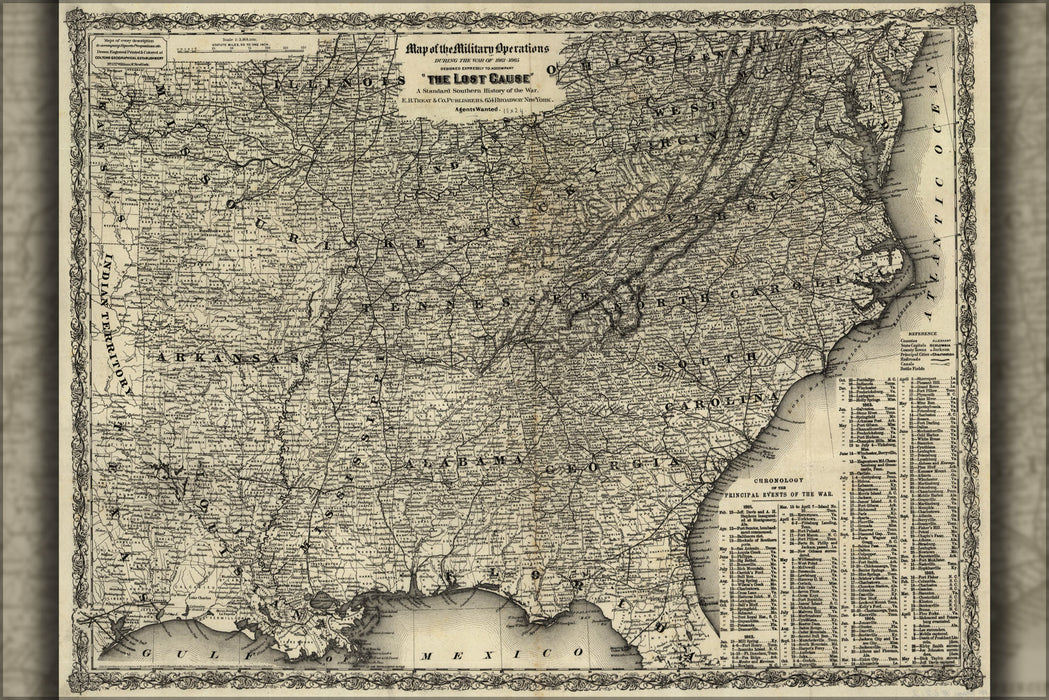 24"x36" Gallery Poster, Map of operations during civil war 1861-1865