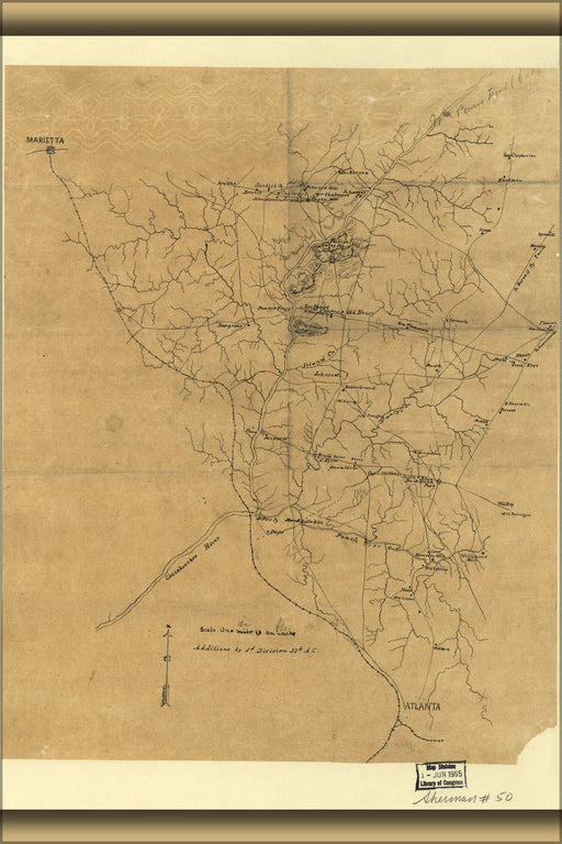 24"x36" Gallery Poster, Map of part of Fulton and Cobb co's, Georgia 1864