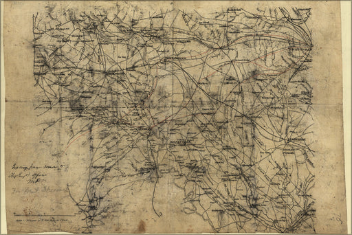 24"x36" Gallery Poster, Map of part of North and South Carolina, 1864
