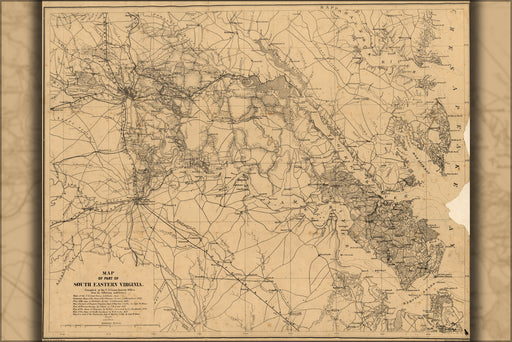 24"x36" Gallery Poster, Map of part of south eastern Virginia 1862