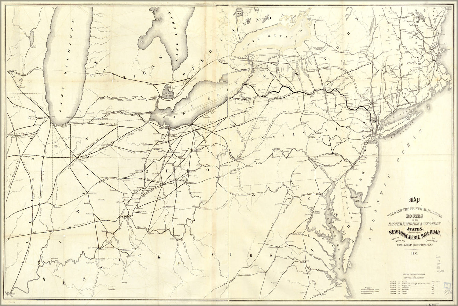 24"x36" Gallery Poster, Map of principal railroads e united states 1853