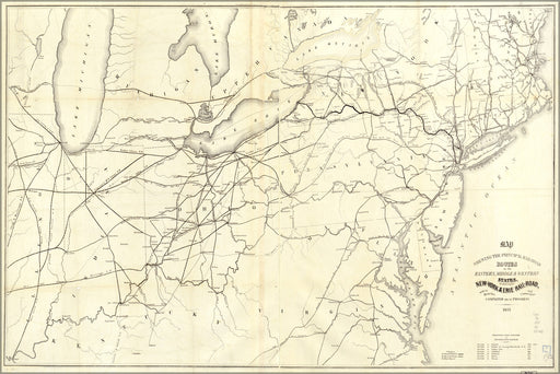 24"x36" Gallery Poster, Map of principal railroads e united states 1853