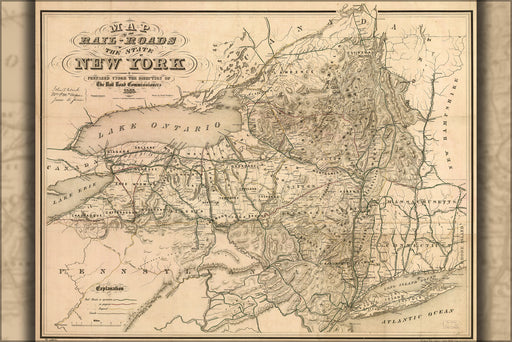 24"x36" Gallery Poster, Map of railroads of the state of New York 1856