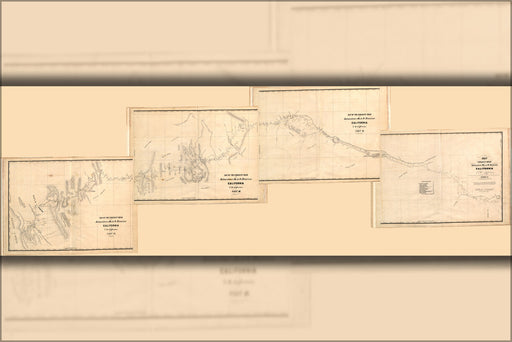 24"x36" Gallery Poster, Map of road from Missouri to San Francisco 1849
