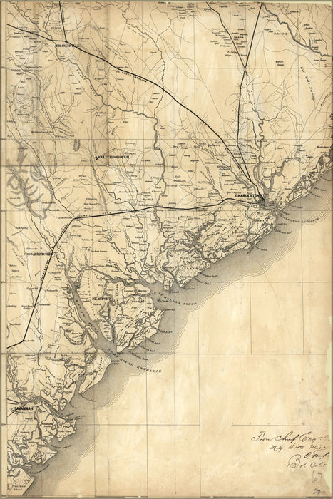 24"x36" Gallery Poster, Map of south Carolina coast 1860