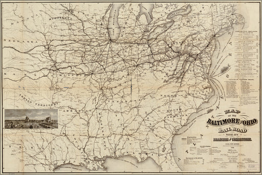 24"x36" Gallery Poster, Map of the Baltimore and Ohio Rail Road 1878
