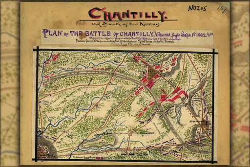 24"x36" Gallery Poster, Map of the Battle of Chantilly (also known as the Battle of Ox Hill)