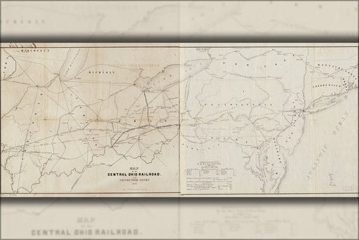 24"x36" Gallery Poster, Map of the Central Ohio Railroad 1850