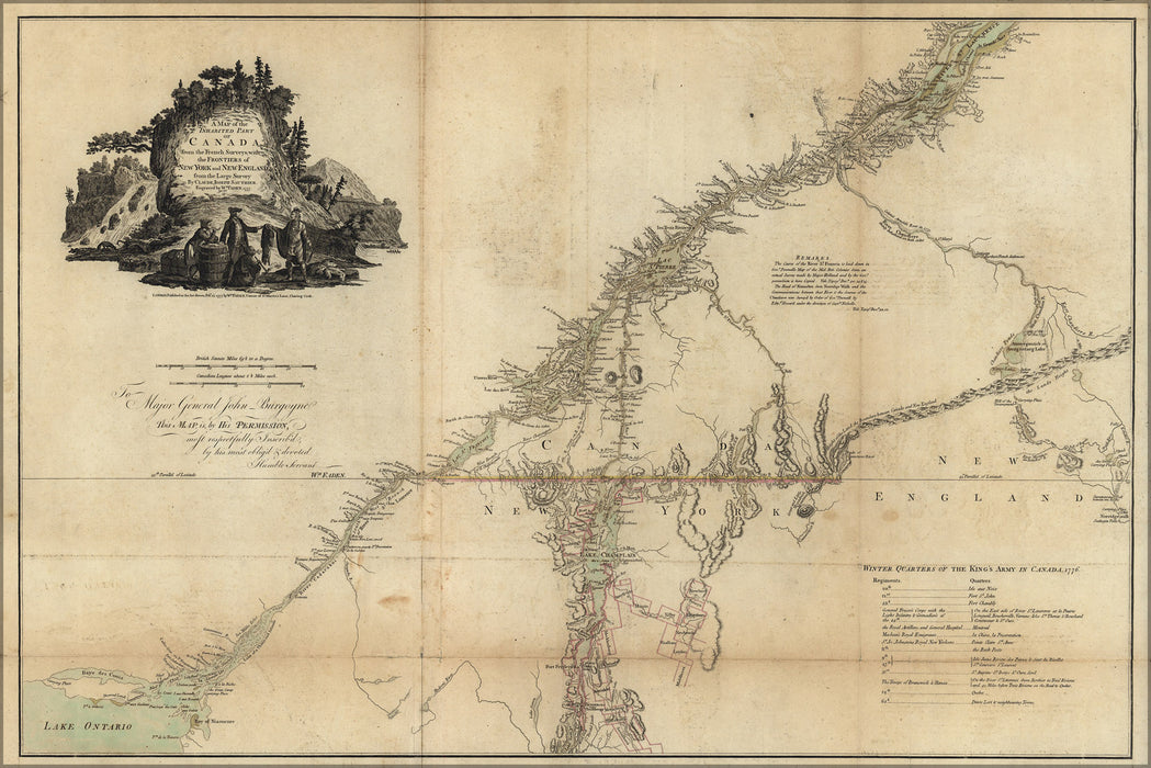 24"x36" Gallery Poster, Map of the Inhabited Part of Canada 1777