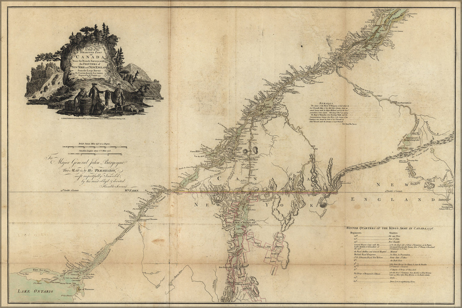 24"x36" Gallery Poster, Map of the Inhabited Part of Canada 1777
