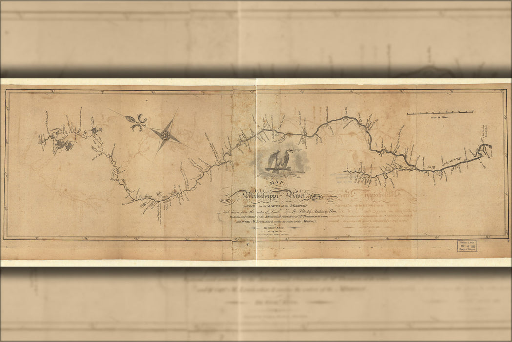24"x36" Gallery Poster, Map of the Mississippi River 1810