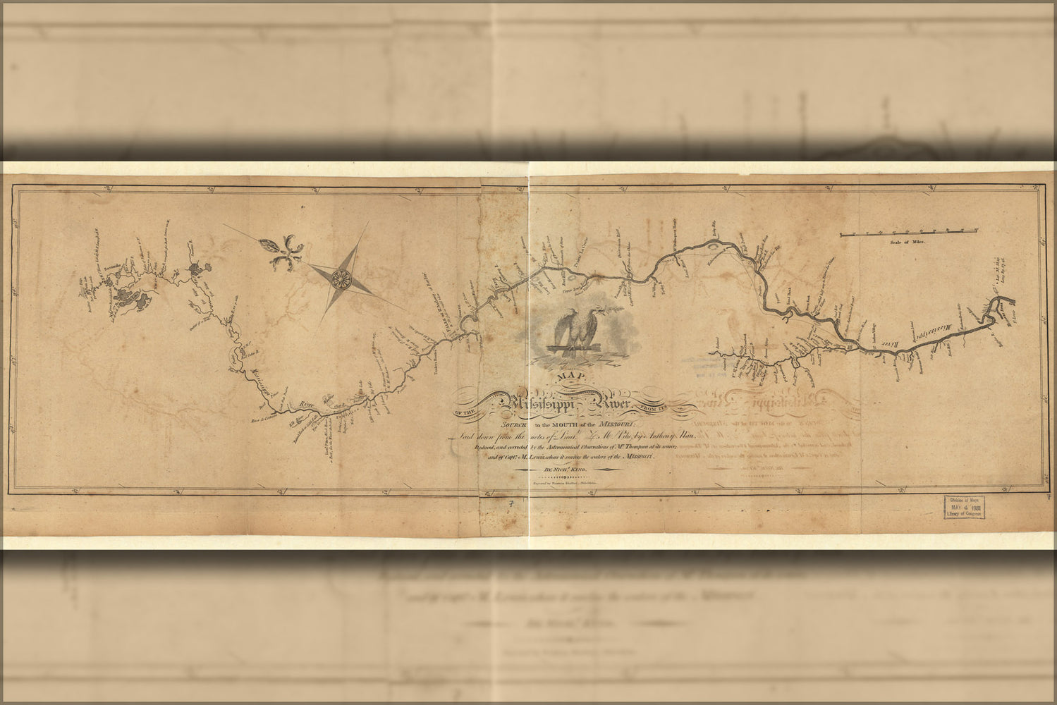 24"x36" Gallery Poster, Map of the Mississippi River 1810