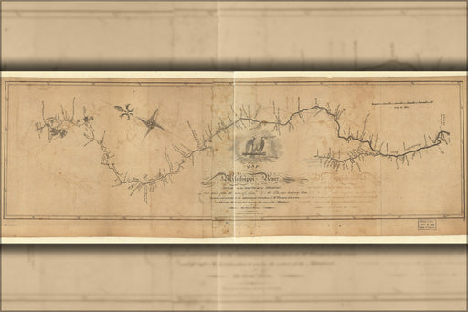 24"x36" Gallery Poster, Map of the Mississippi River 1810