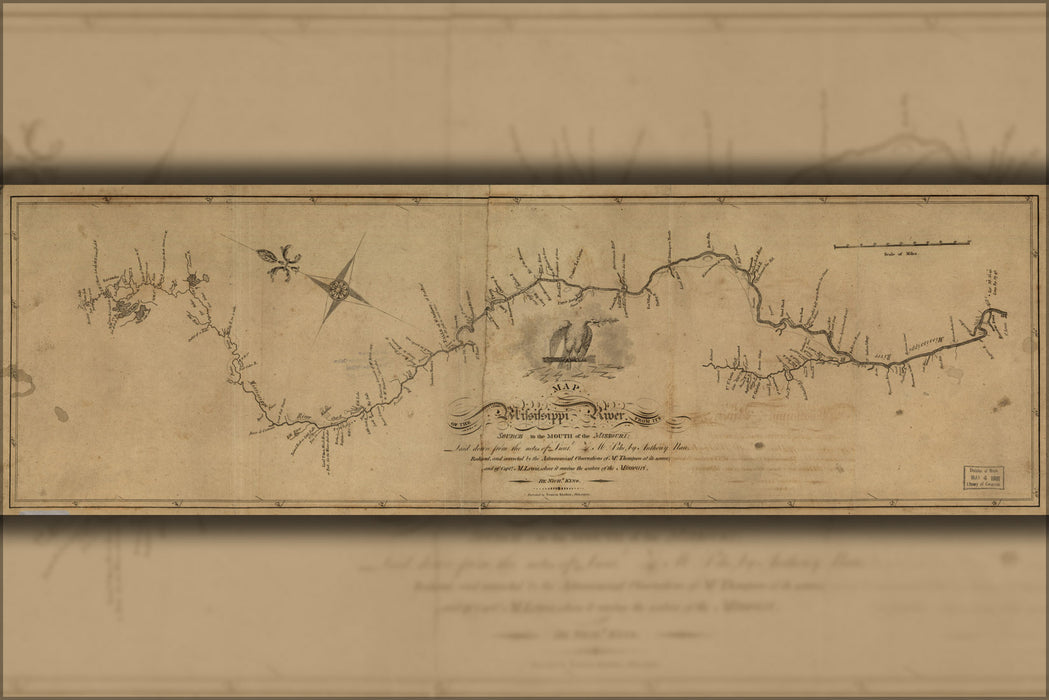 24"x36" Gallery Poster, Map of the Mississippi River 1811