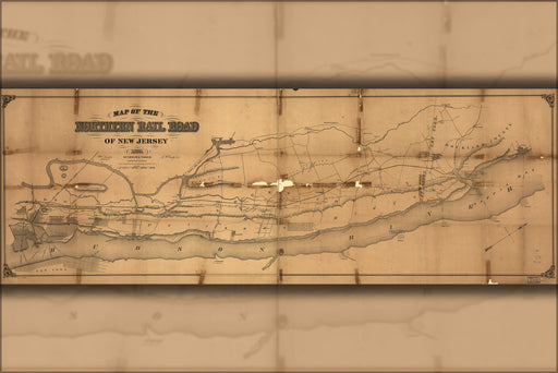 24"x36" Gallery Poster, Map of the Northern RailRoad of New Jersey 1859