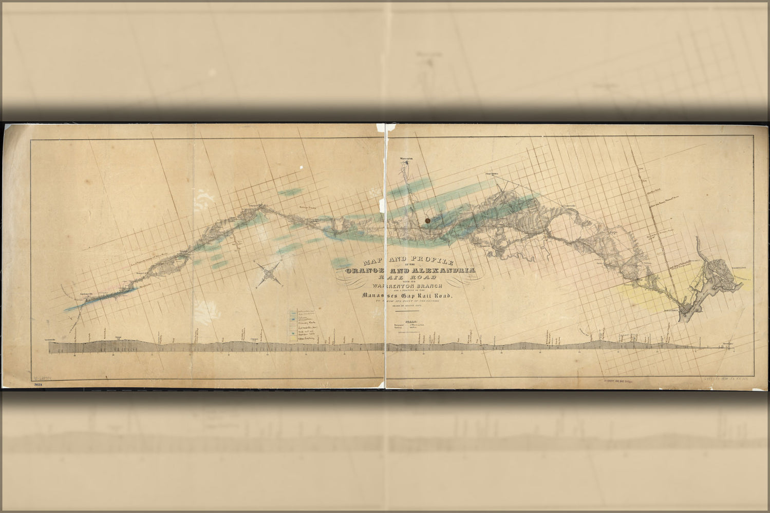 24"x36" Gallery Poster, Map of the Orange and Alexandria RailRoad 1854