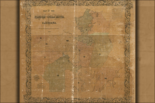 24"x36" Gallery Poster, Map of the Parish of Ouachita, Louisiana 1858