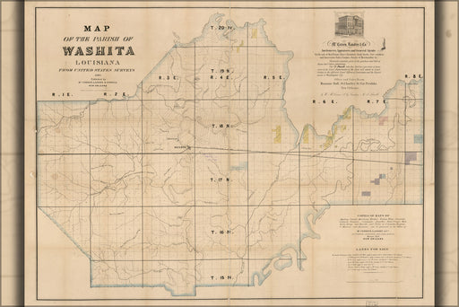 24"x36" Gallery Poster, Map of the Parish of Washita, Louisiana 1860