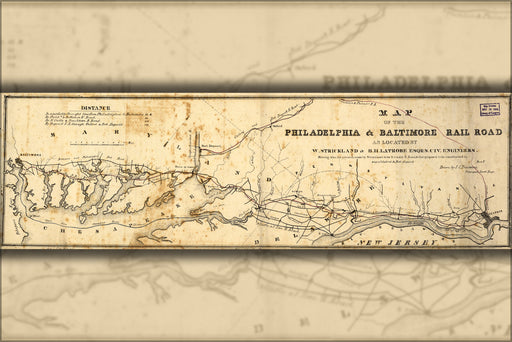 24"x36" Gallery Poster, Map of the Philadelphia & Baltimore RailRoad 1853