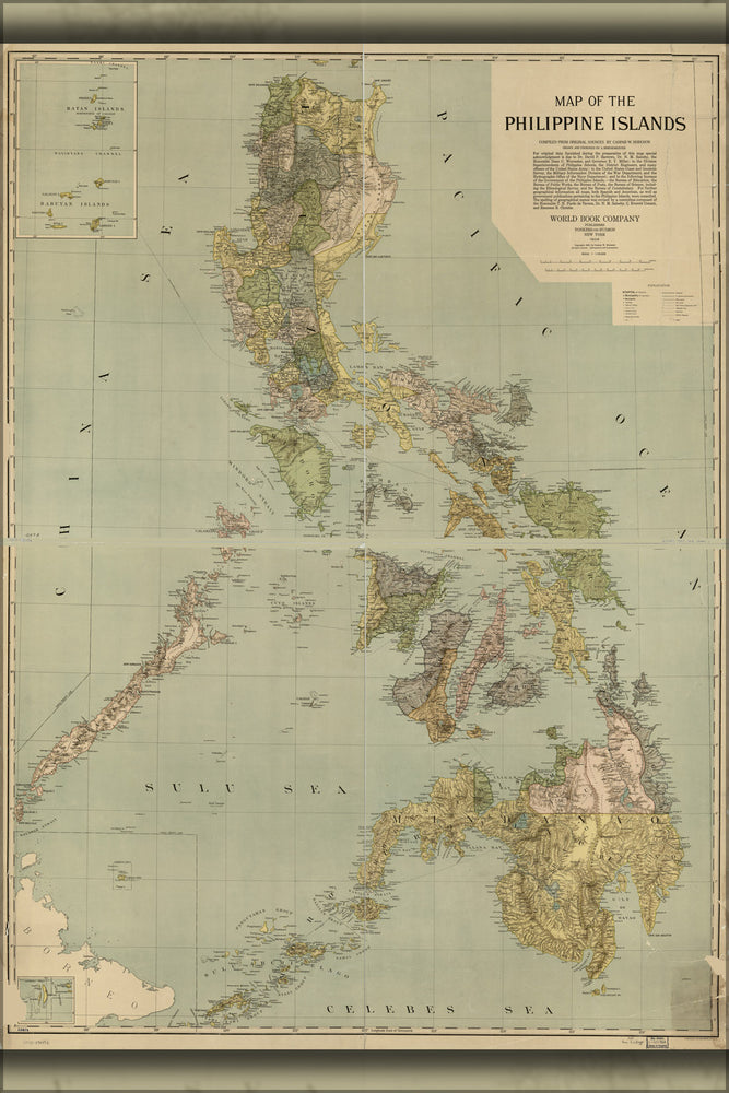 24"x36" Gallery Poster, Map of the Philippine Islands philippines 1908